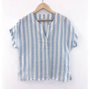 Blue and White Striped Women's Blouse